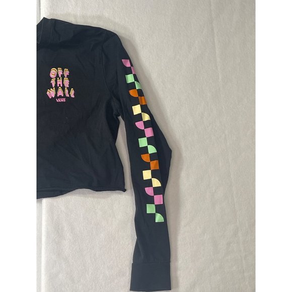 Vans Women's Black Long Sleeve T-shirt Cropped checker size Small pre-owned - Picture 5 of 11